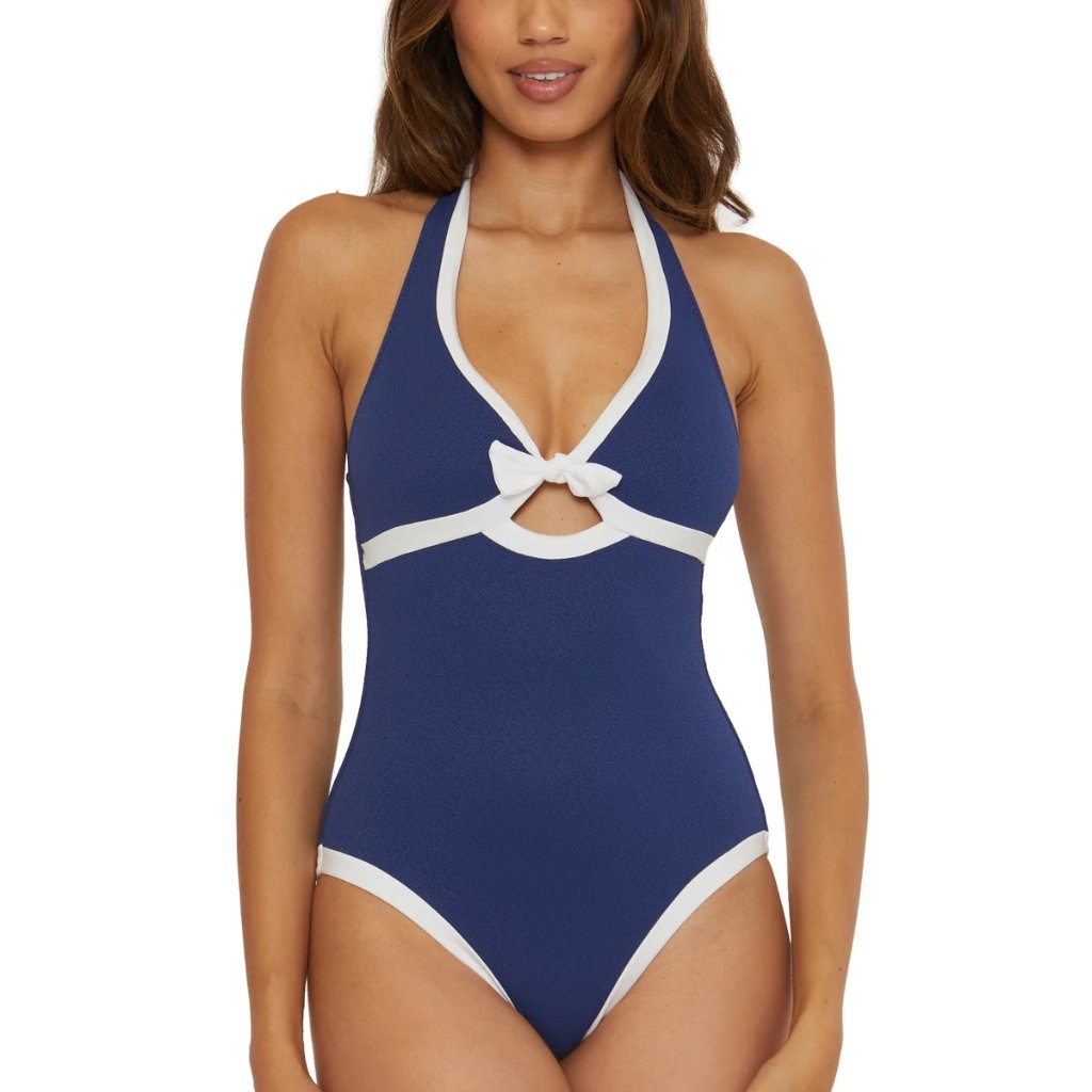 Nwt Trina Turk Courtside Tie Front One Piece Swimsuit